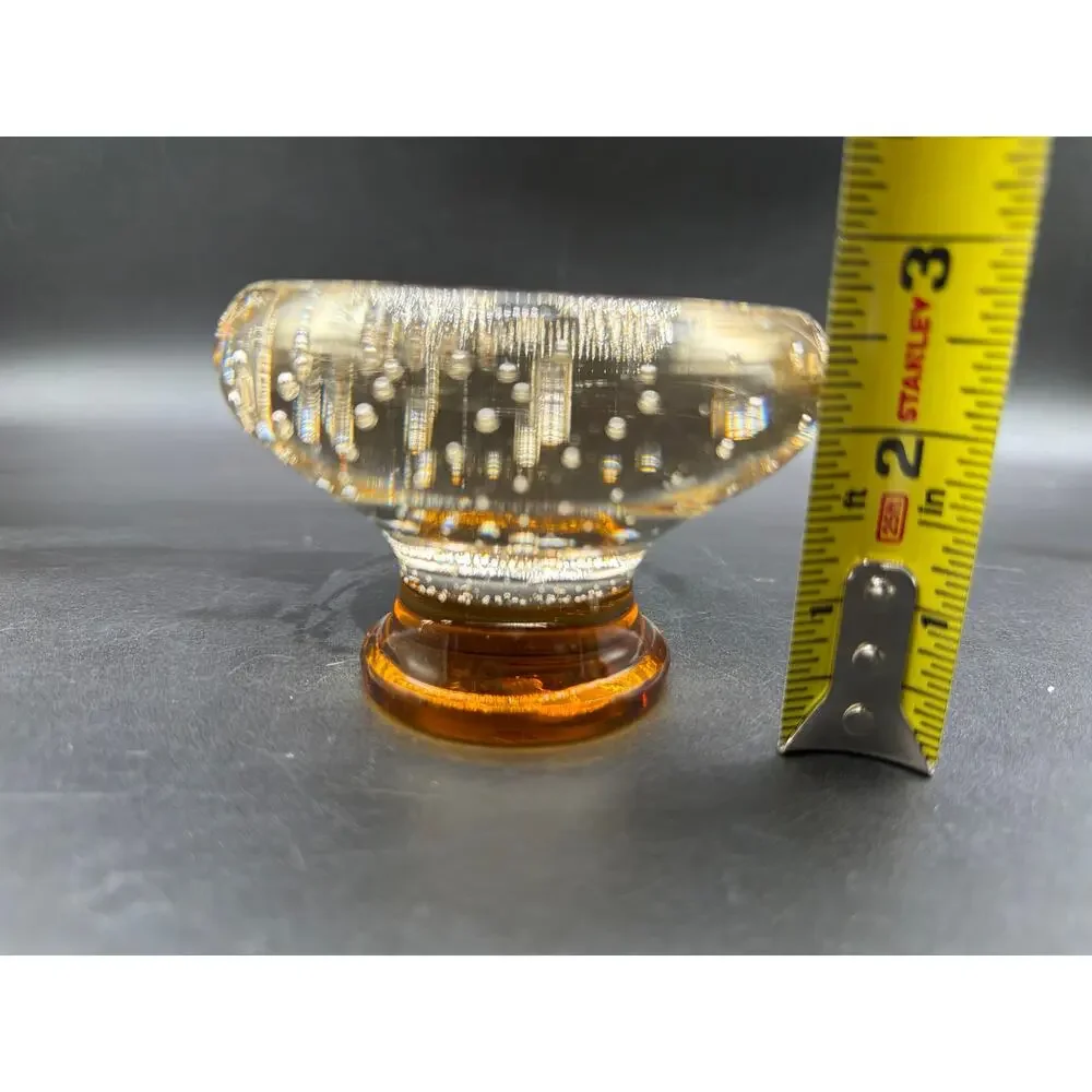 Amber Bubble Glass Controlled Bubble Votive Mid Century Art Glass